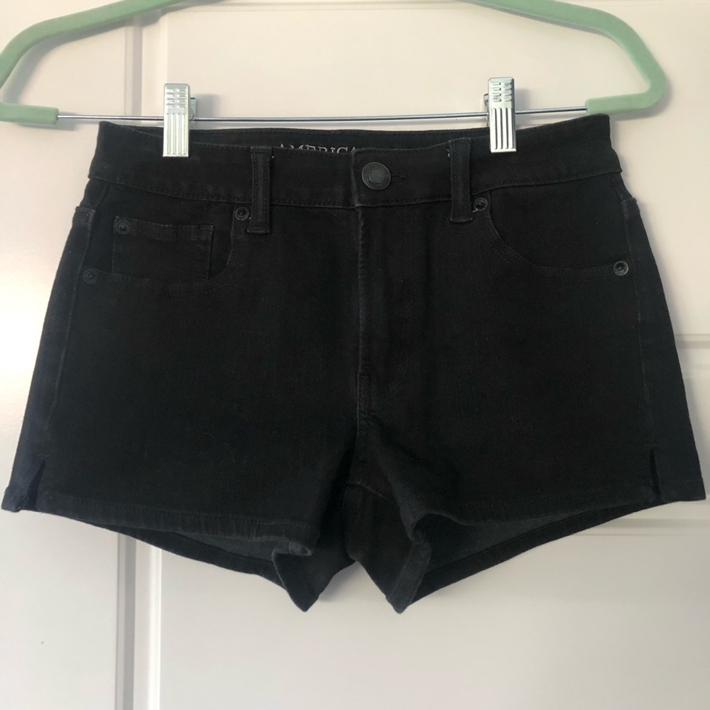 American eagle high rise black denim shorts